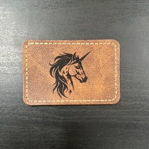 Brown Leatherette patch  with Unicorn Design